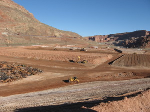 Portage serves as the remedial action contractor for a project in Moab, Utah, which involves moving 16 million tons of uranium tailings to a permanent disposal site 32 miles north. Photo courtesy of North Wind.