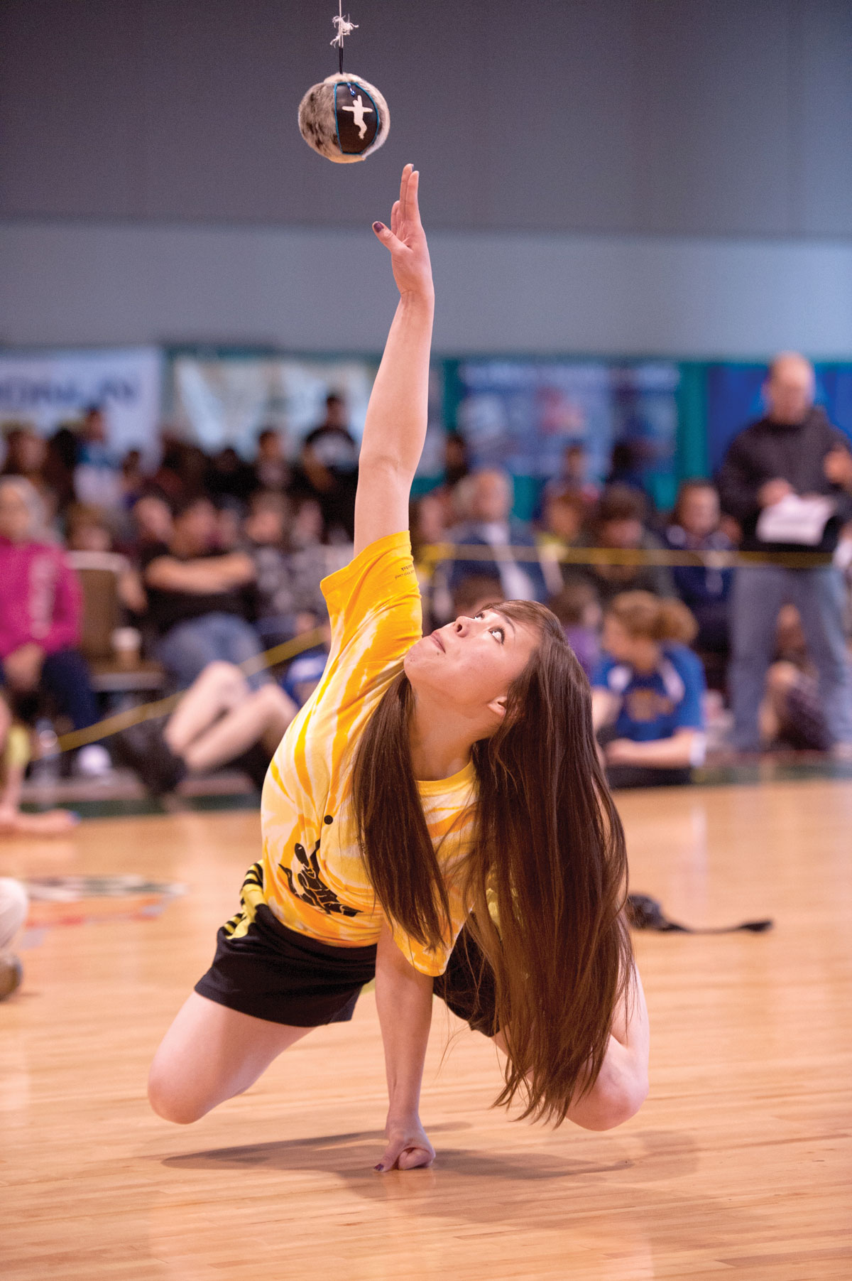 NYO athlete participating in the One-Hand Reach contest.