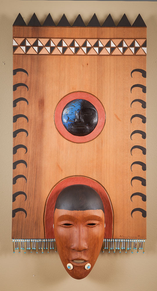 Lawrence "Ulaaq" Ahvakana's donation to the live auction portion.  The artwork includes Qaluqaq panels with an Umialik mask.