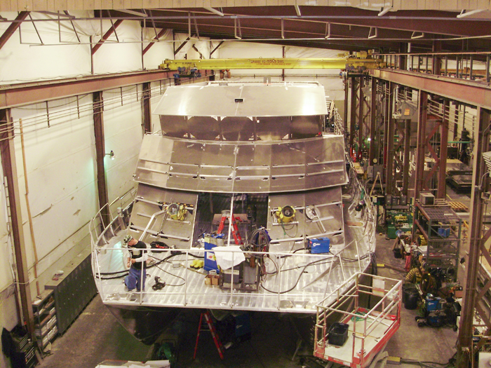 The Callisto Voyager under construction at All American Marine in Bellingham, Wash. Courtesy of CIRI Alaska Tourism.