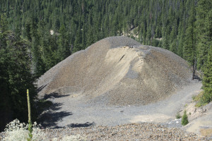 A pile of contaminated mile tailings at the Tamarack Mine. The tailings will be hauled to the Ninemile Waste Consolidation Area.
