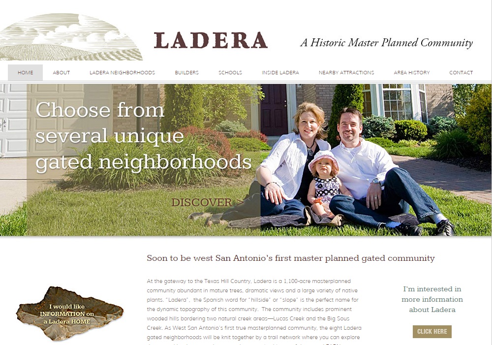 Screenshot of the new Ladera website, www.LaderaSanAntonio.com.